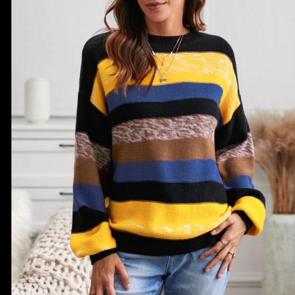 NWOT Multicolor Balloon Sleeve Sweater(220515) - Picture 2 of 7